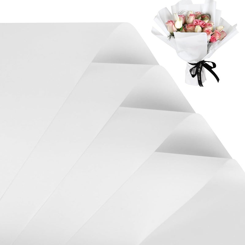 FUHITIM 20 Sheets Flower Wrapping Paper -Waterproof Floral Bouquet Wrapping Paper Used for DIY Crafts, Gift Packaging, Florist Supplies Packaging Paper for Wedding Birthday Gift (White) - Image 1